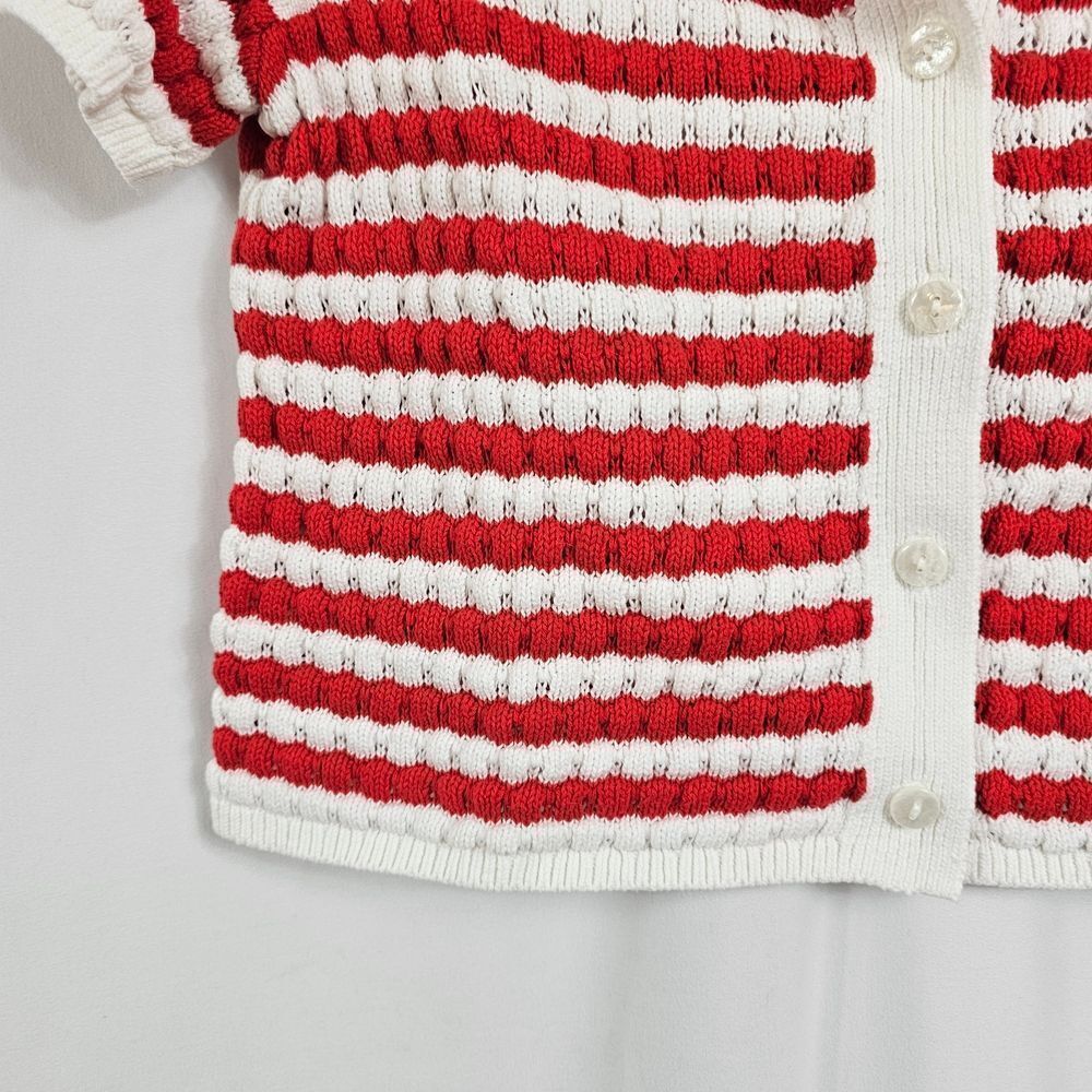 Old Navy Button Down Crochet Sweater in Red Stripe - Size M - Picture 6 of 11